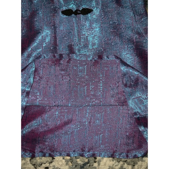 Weave Quality Thai Silk Mandarin Collar Top - Teal Small - Picture 4 of 4
